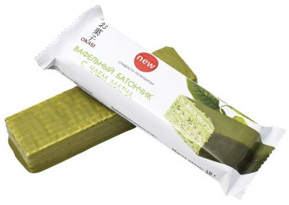 Вафельный батончик Okasi с чаем матча, 38 гр